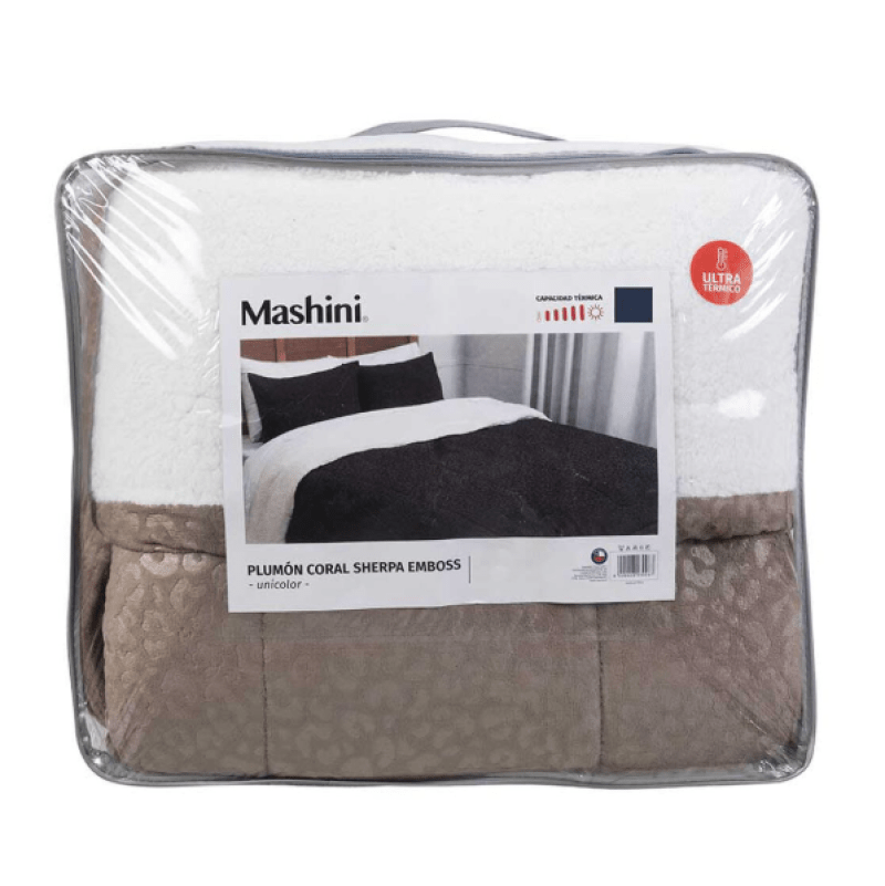 Plumón Coral Emboss 2 Plazas Café - Relámpago.Shop