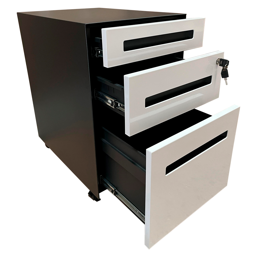 Cajonera Metálica 2 Cajones 1 Kardex Negro