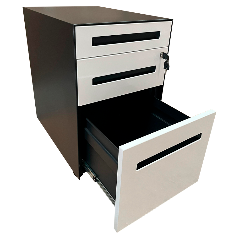 Cajonera Metálica 2 Cajones 1 Kardex Negro