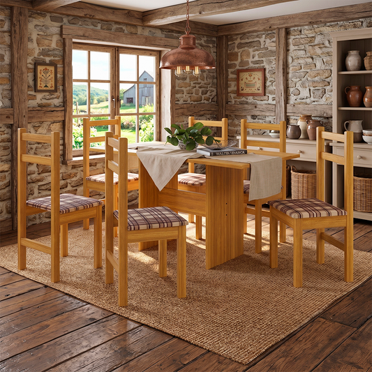Comedor Campo 6 sillas Madera Maciza Canela