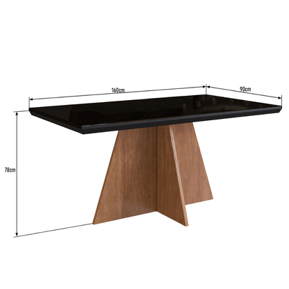 Comedor Cruz Vidrio Negro con 6 sillas Joli