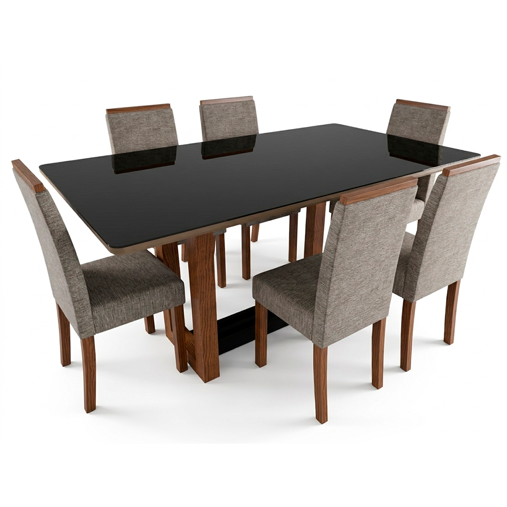 Comedor Louise con 6 Sillas Livia Nogal