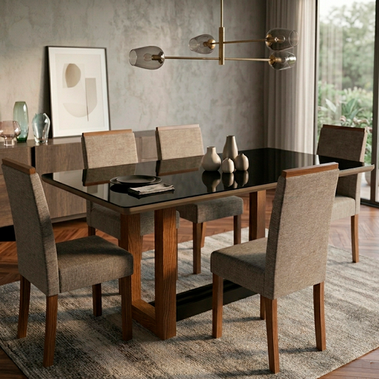Comedor Louise con 6 Sillas Livia Nogal