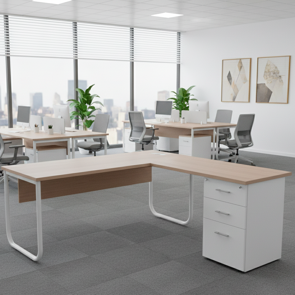 Estación de Trabajo Curvi con Faldón