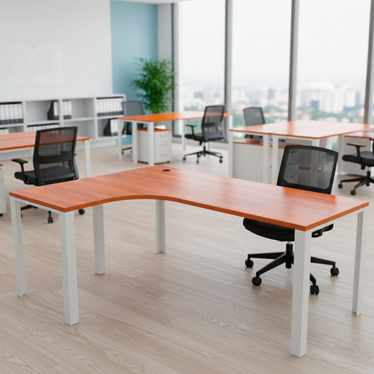 Escritorio Ferrara Tipo Bench en L 180cm Peral