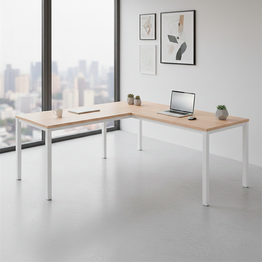 Estación Bench en L 180 cm x 180 cm Nogal