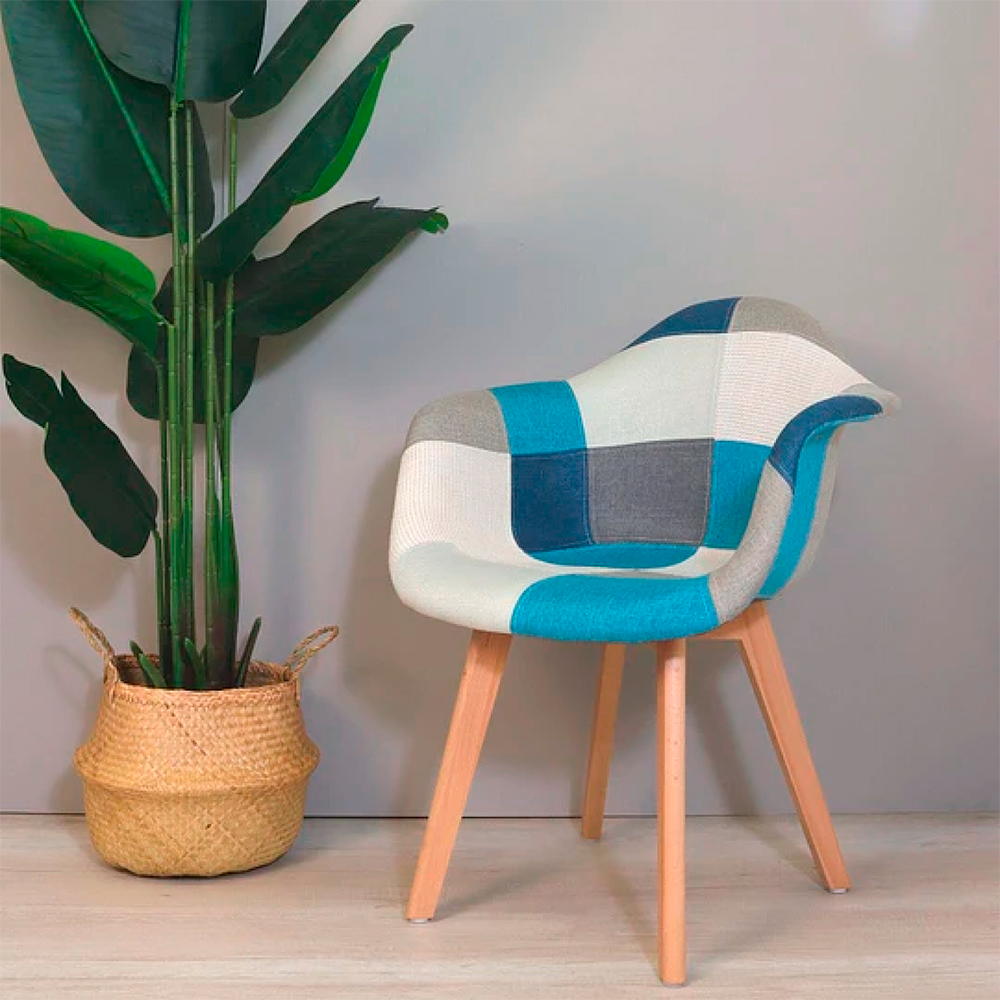 Butaca Patchwork Wood Celeste
