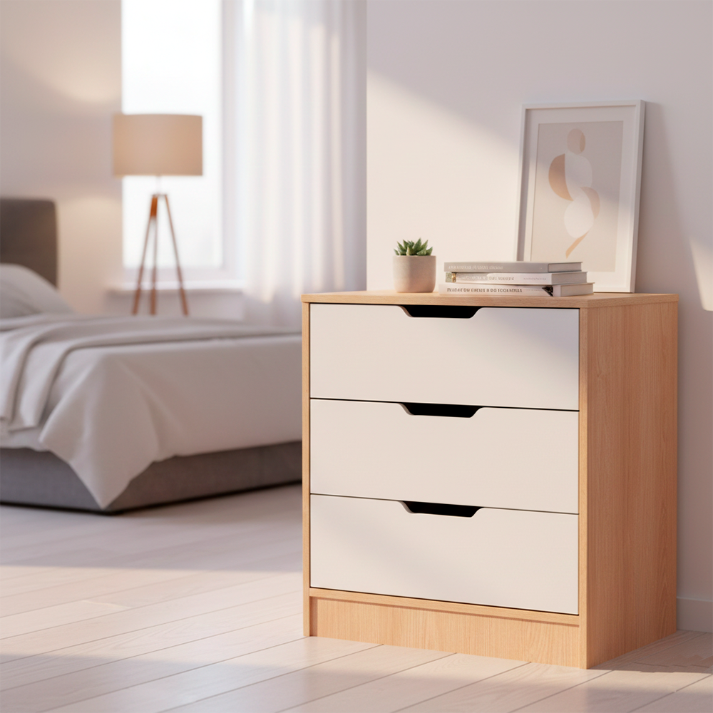 Cómoda Misuri 3 Cajones Carvalo/Blanco