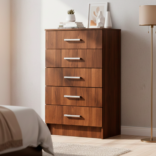 Cómoda 5 Cajones Nogal
