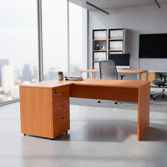 Escritorio en L 160x120 cm con Cajonera Peral