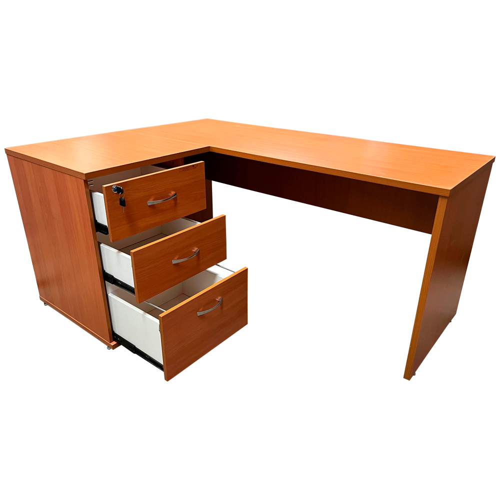 Escritorio en L 160x120 cm con Cajonera Peral