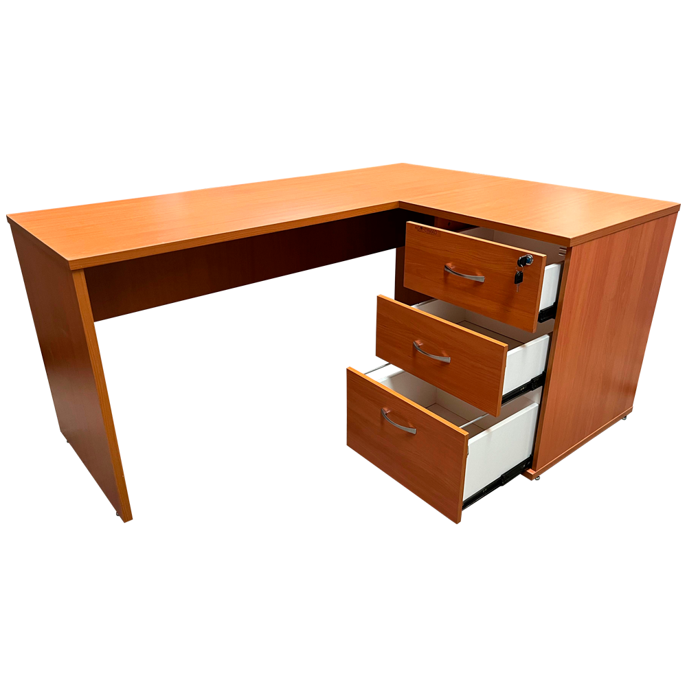 Escritorio en L 160x120 cm con Cajonera Peral