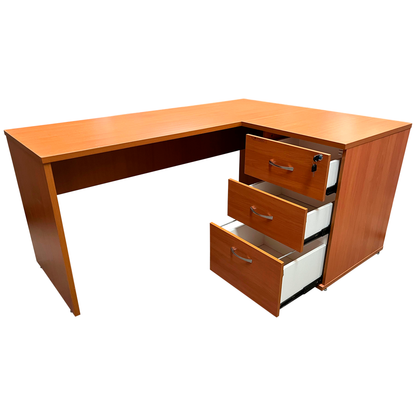 Escritorio en L 160x120 cm con Cajonera Peral
