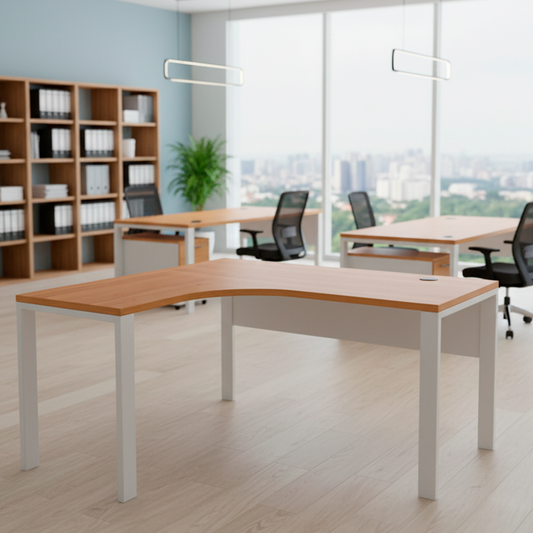 Escritorio Ferrara Tipo Bench en L 150cm Peral