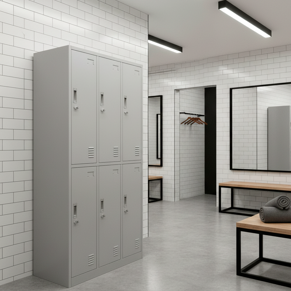 Locker Metálico 3 Cuerpos 6 Puertas