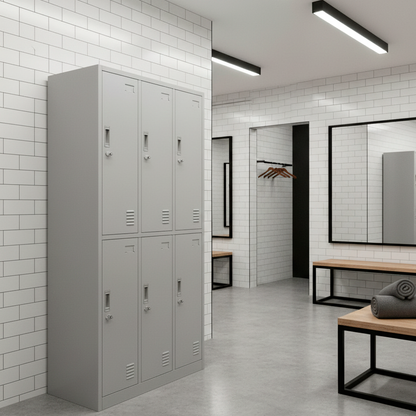 Locker Metálico 3 Cuerpos 6 Puertas