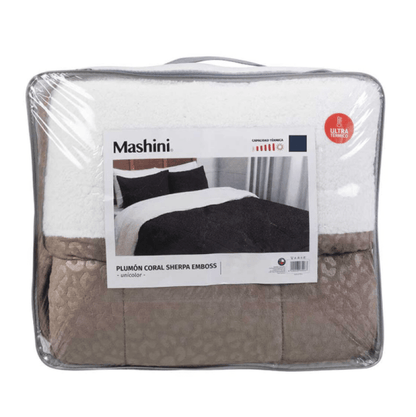 Plumón Coral Emboss 1.5 Plazas Café - Relámpago.Shop