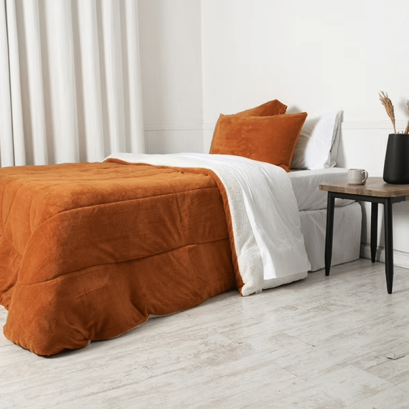 Plumón Coral Sherpa 2 Plazas Naranjo - Relámpago.Shop