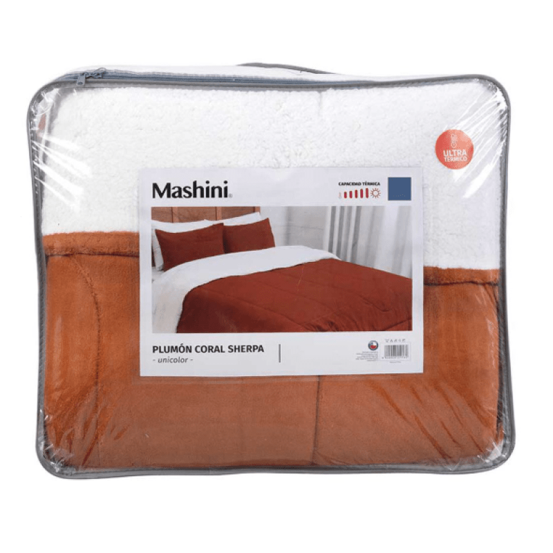 Plumón Coral Sherpa 2 Plazas Naranjo - Relámpago.Shop