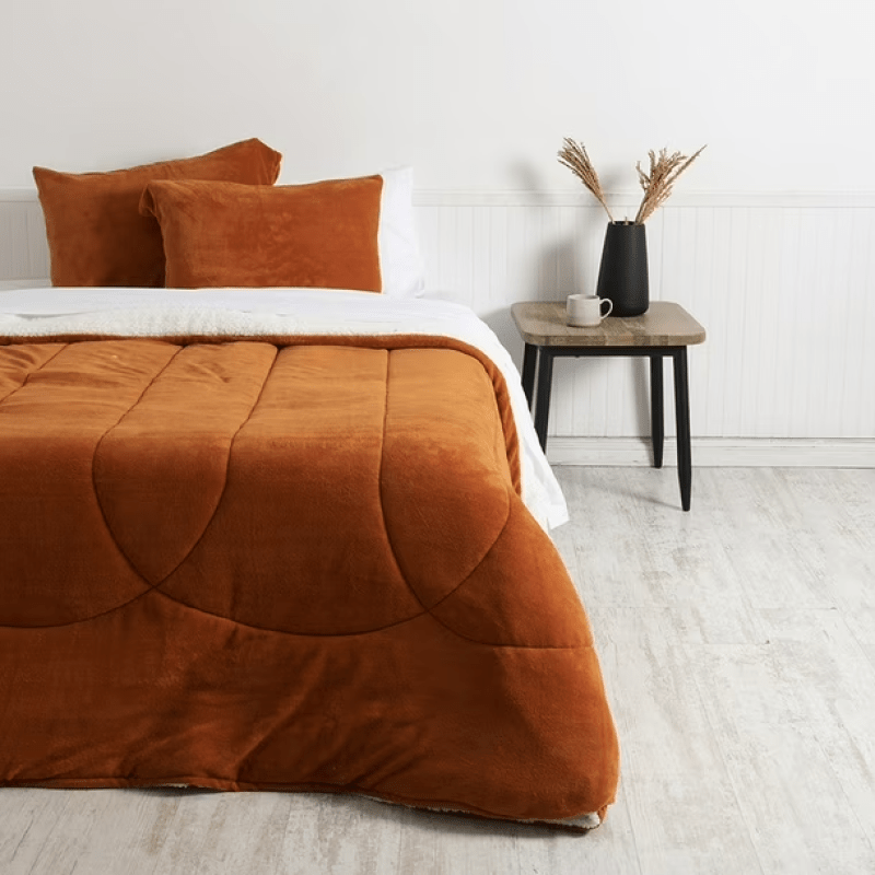 Plumón Coral Sherpa 2 Plazas Naranjo - Relámpago.Shop