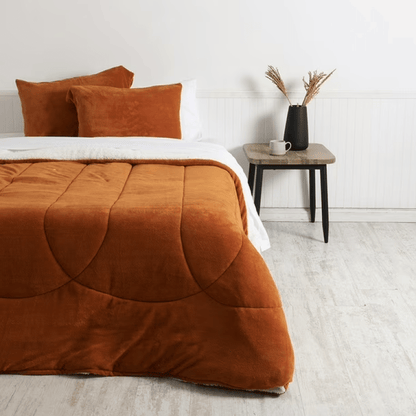 Plumón Coral Sherpa 2 Plazas Naranjo - Relámpago.Shop