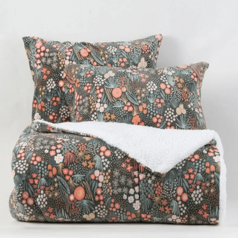 Plumón Coral Sherpa King Plazas Print Baysan - Relámpago.Shop