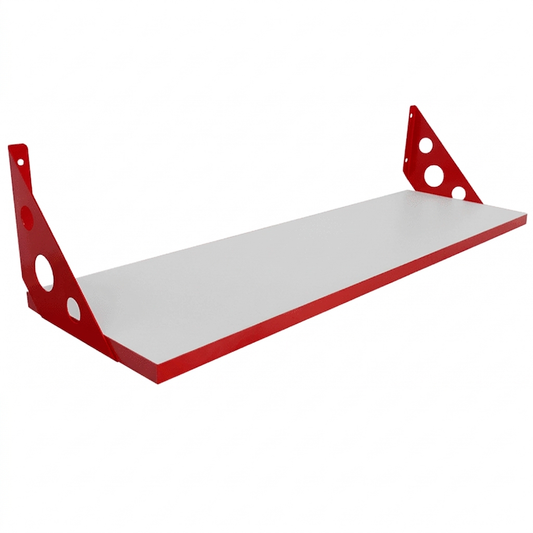 Repisa Blanca con Soporte Rojo