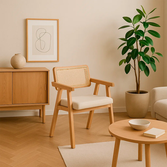 Sitial Acolchado Chandigarh Butaca Rattan - Madera