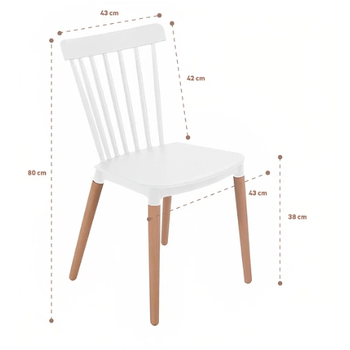 Comedor Mesa Redonda blanca 80cm + 4 sillas Windsor blanca - Relámpago.Shop