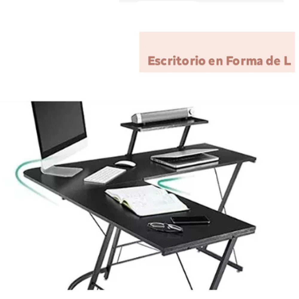 Escritorio En L Night Black - Relámpago.Shop