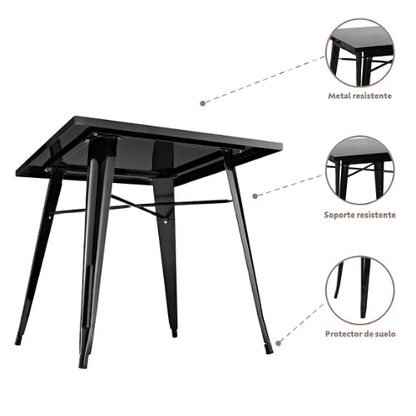 Mesa Tolix 80x80cm Negra - Relámpago.Shop