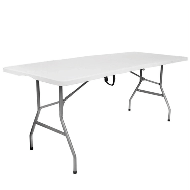 Pack 4 Sillas Plegables + Mesa Plegable 180cm Blanco - Relámpago.Shop