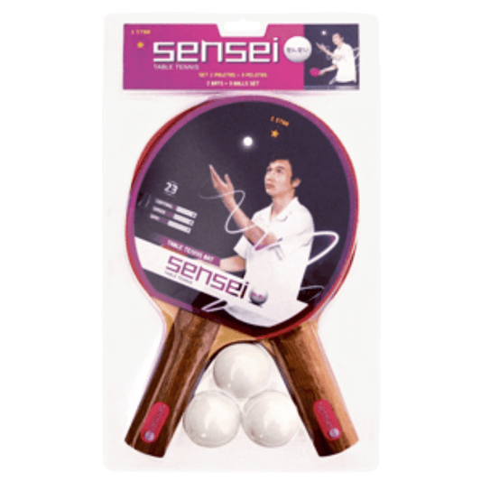 Set 2 Paletas 3 Pelotas Ping Pong Sensei 1 Star - Relámpago.Shop